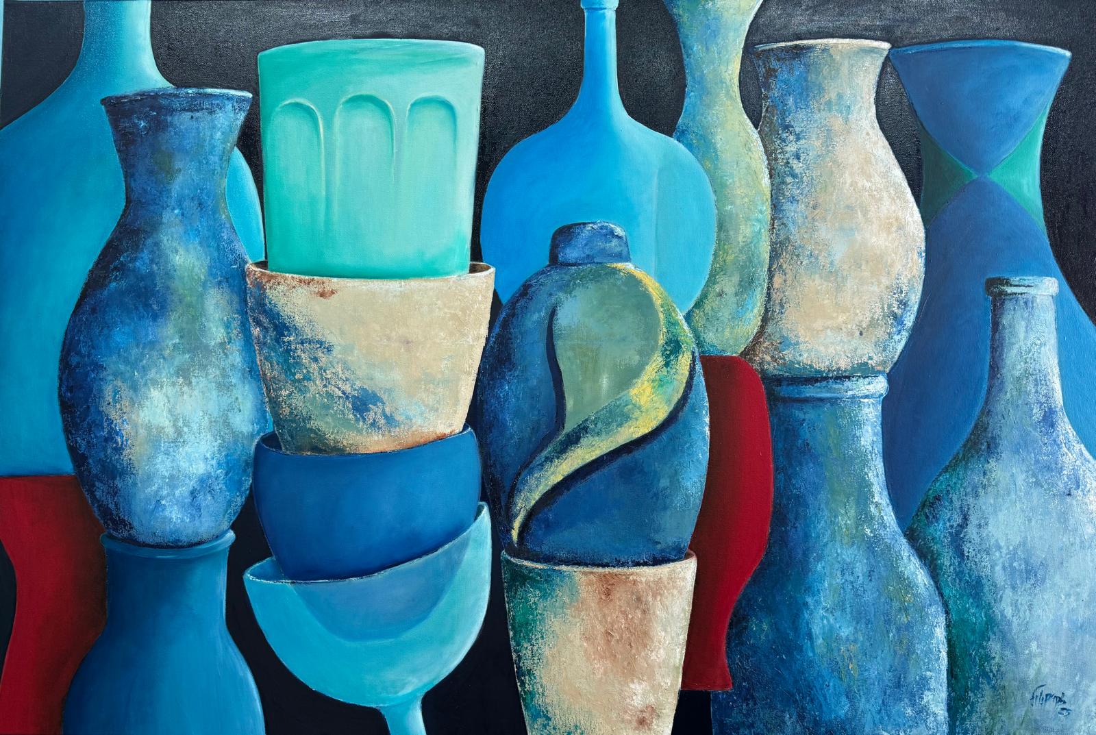 Pintura contemporânea Silêncios de Vidro, obra de Filipa Pinto Basto