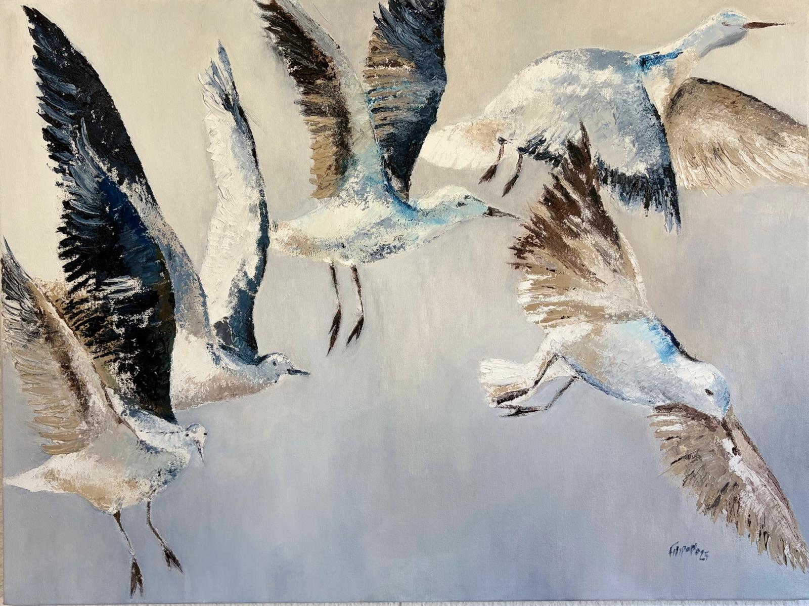 Pintura contemporânea Céu em Movimento, obra de Filipa Pinto Basto