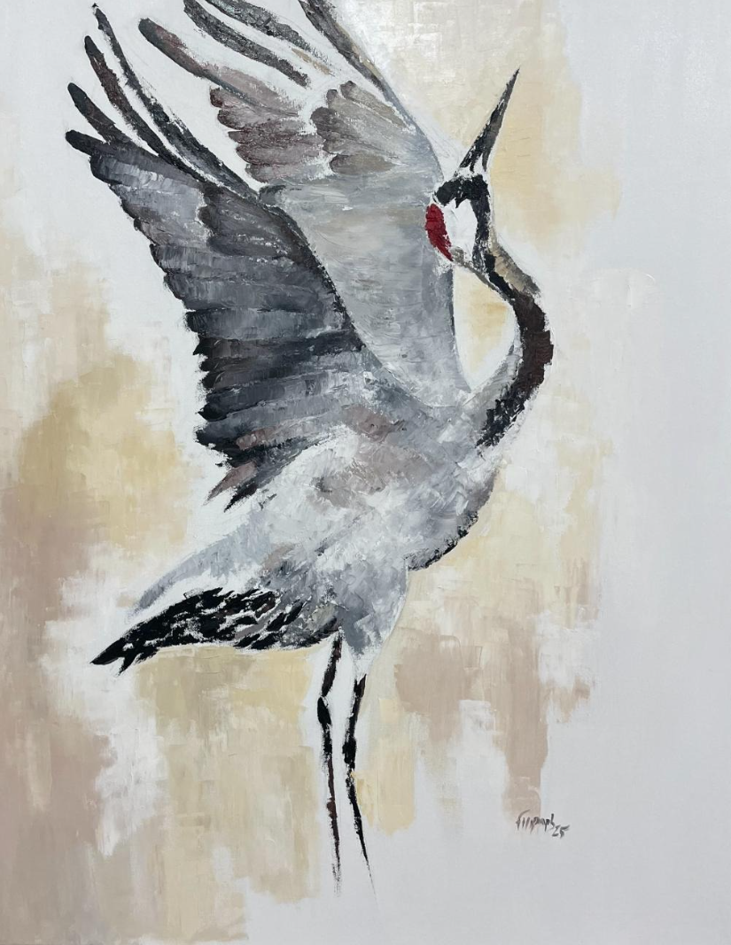 Pintura contemporânea Garça, obra de Filipa Pinto Basto